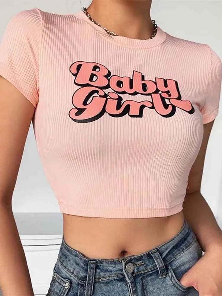 Pink Y2K Aesthetic Slim Fit Crop Top
