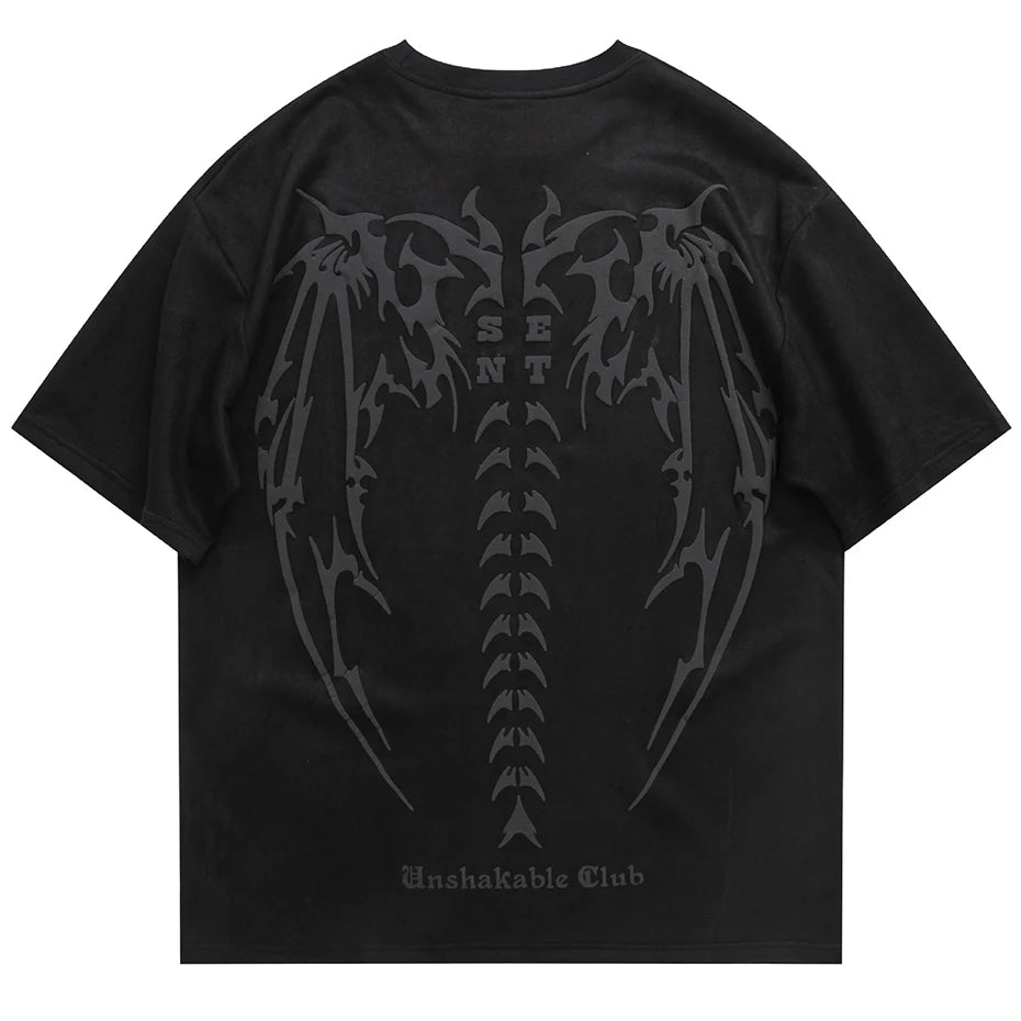 Skeleton Wings Graphic Streetwear Oversized Unisex T-shirt