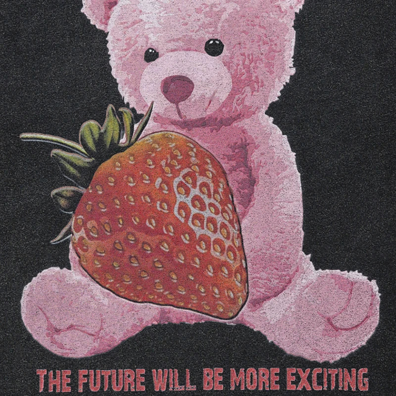 Coal Black Strawberry Stuffed Bear Visual T-Shirt