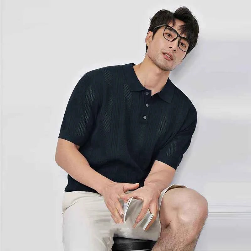 Men's Luxury Knitted Casual Business Polo T-Shirt