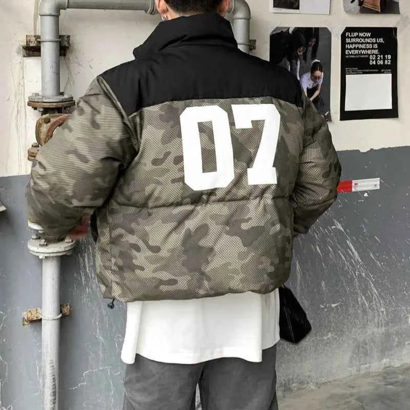 Winter Camouflage Patchwork Cotton Padded Jacket