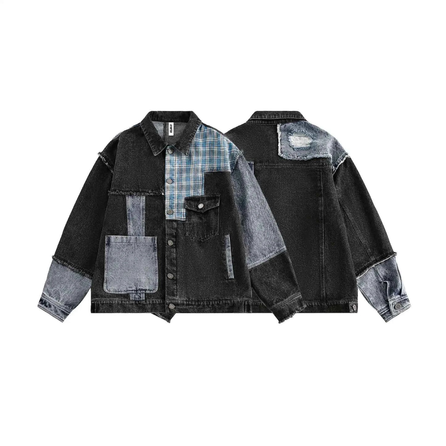 Retro Oversized Casual Patchwork Denim Jacket
