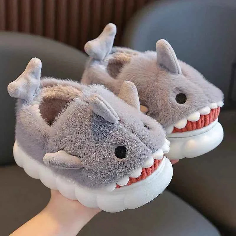 Y2K Warm Cozy Shark Plush Kids Slipper