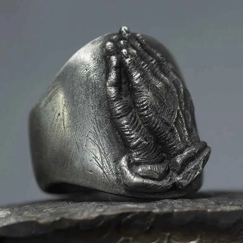Vintage Punk Prayer Hands Finger Ring