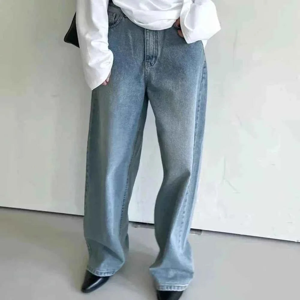 Long-lasting Patchwork Button Loose Jeans