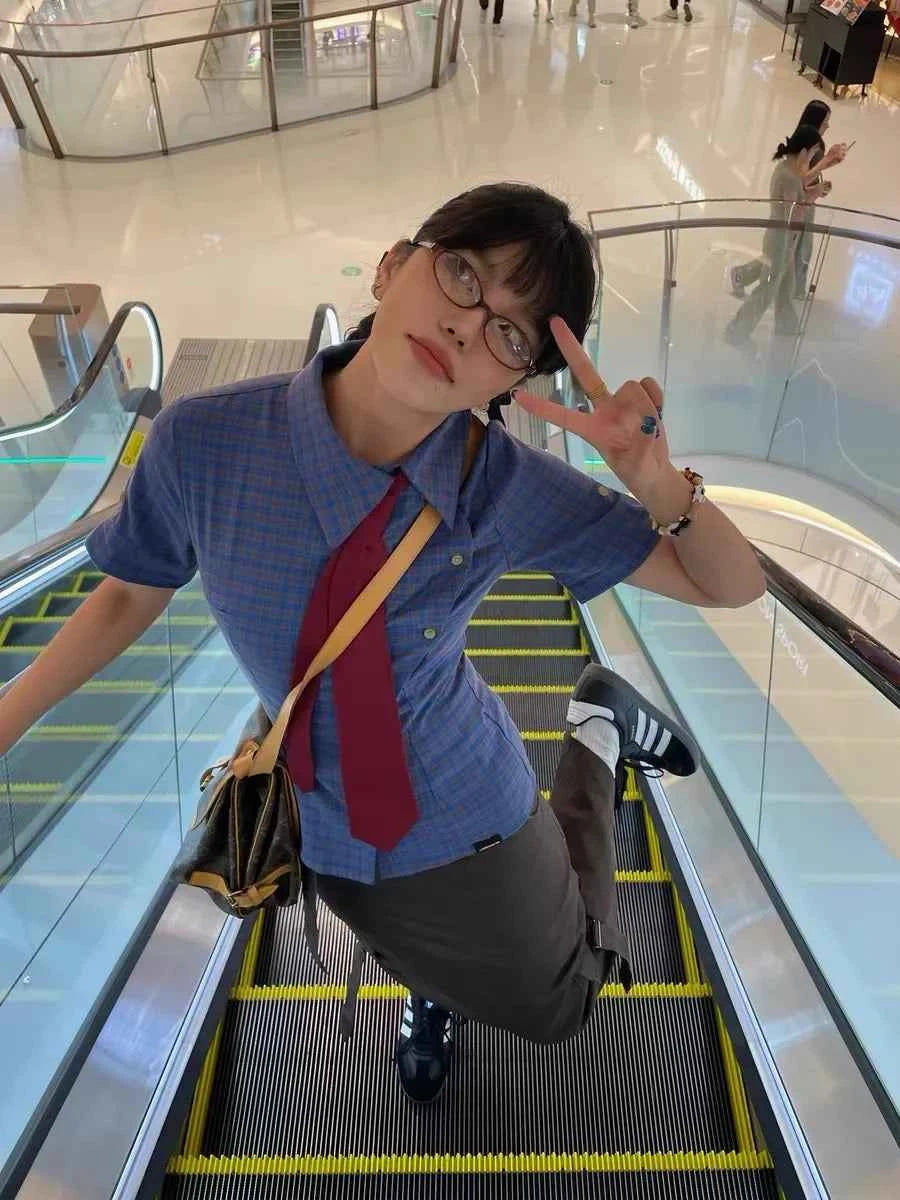Casual Plaid Irregular Short Sleeve Shirt