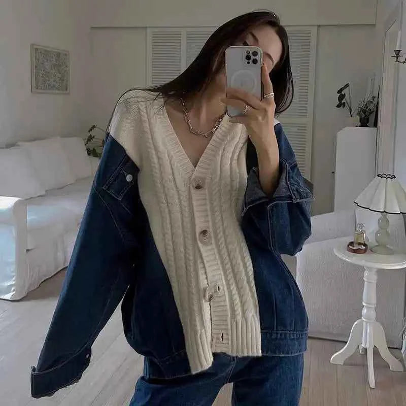 Cozy Vintage Casual Denim Carigan