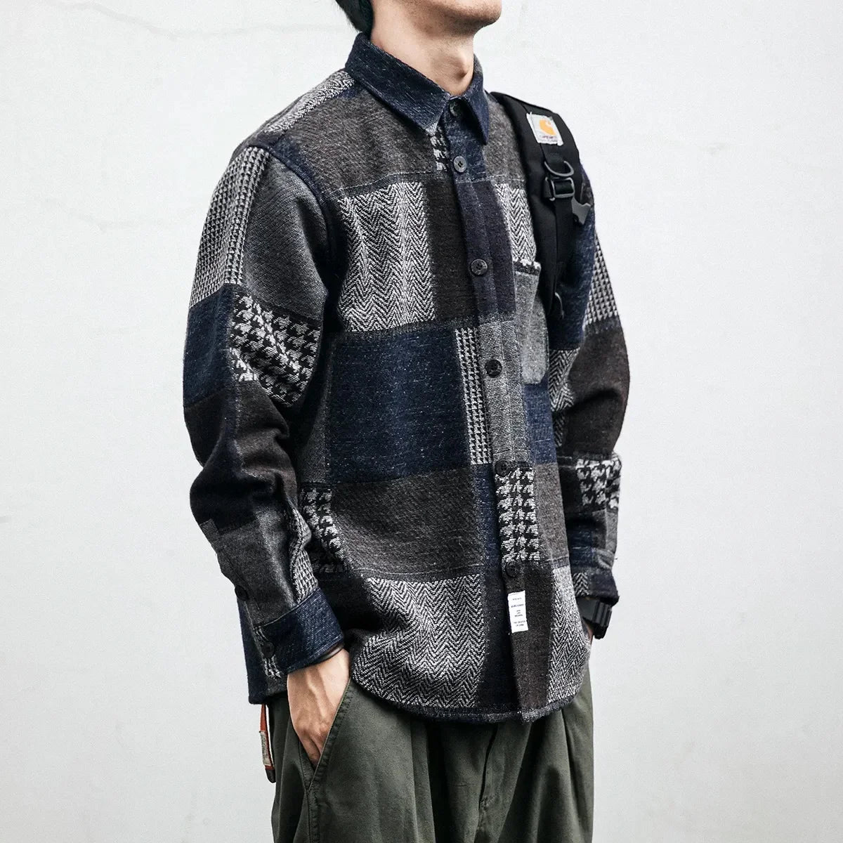Retro Dark Color Plaid Shirt