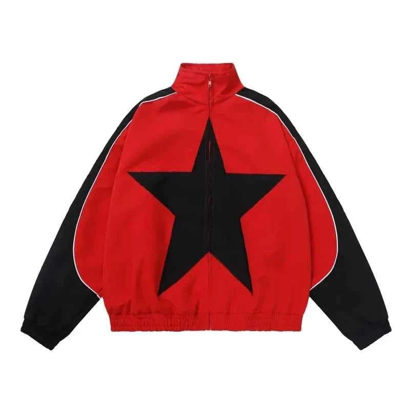Retro Patchwork Star Varsity Jacket