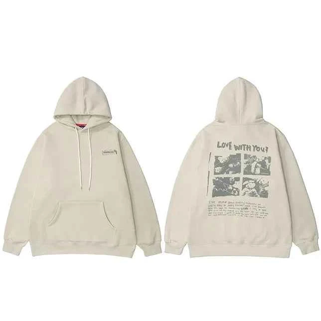 Insulated Bear Letter Print Hip Hop Hoodie