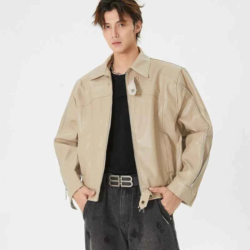 Men Lumi Retro Korean Motorcycle Leather Jacket