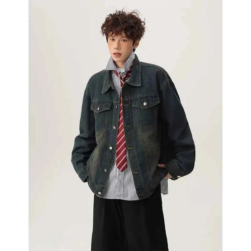 Trendy Blue Free Draping Casual Denim Jacket