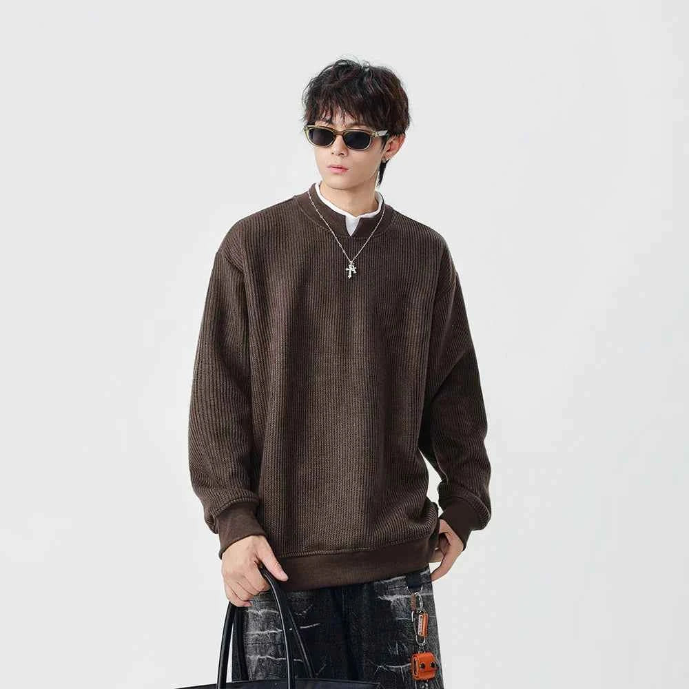 Streetwear Winter Mock Neck Knit Sweatshirt