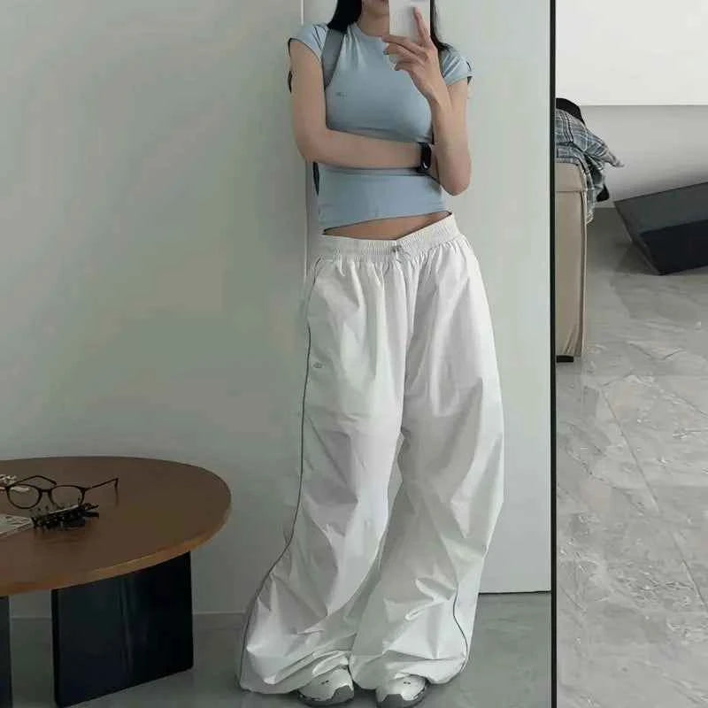 Women Vintage White Striped Summer Baggy Sweatpants