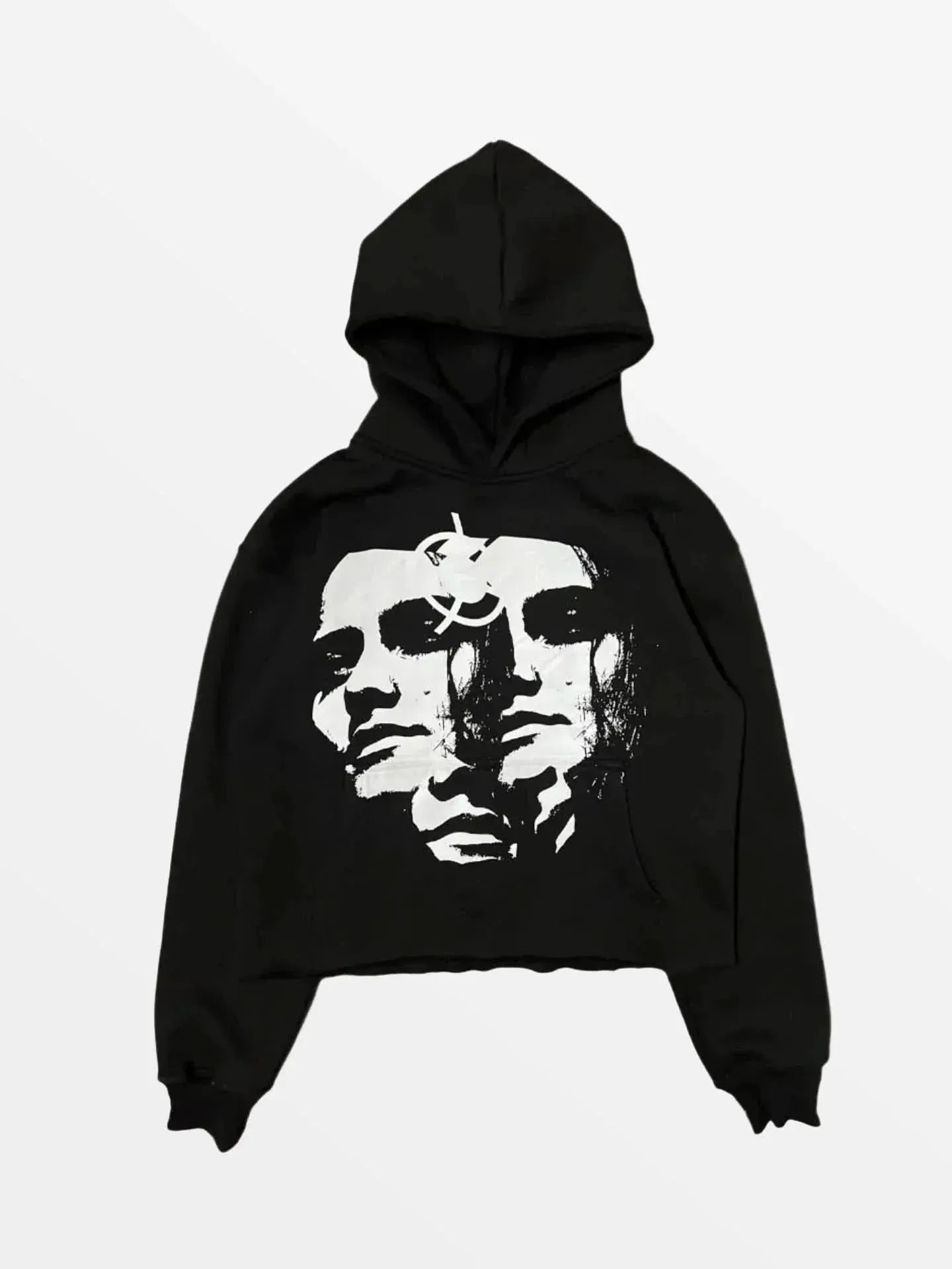 Image 1 (Main View): LUW Target Hoodie in obsidian black - Heavyweight 500GSM oversized streetwear pullover with raised silicone crosshair graphic.