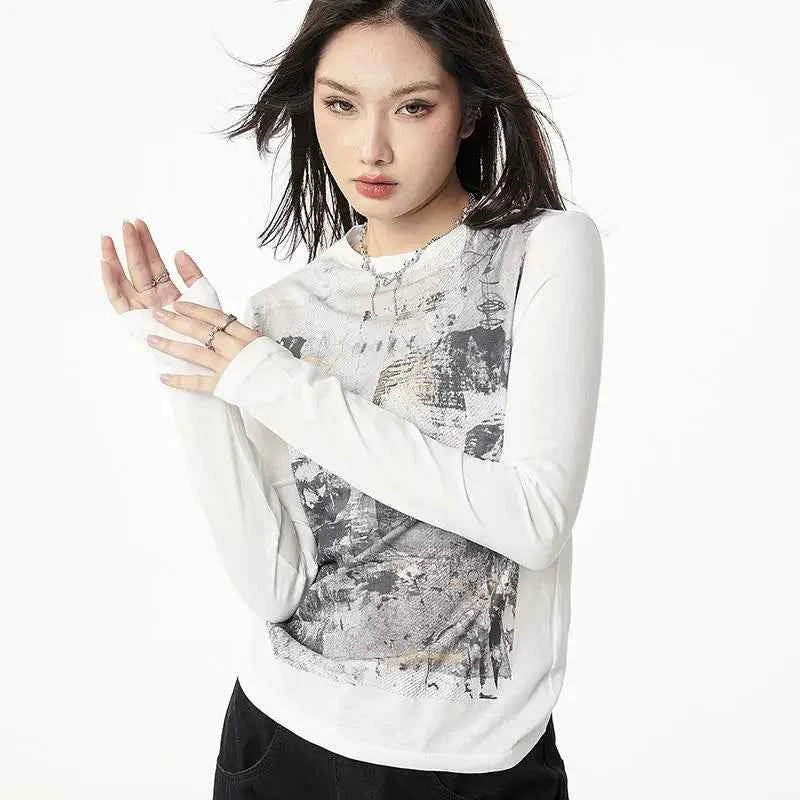 Y2K Korean Graphic Print T-Shirt