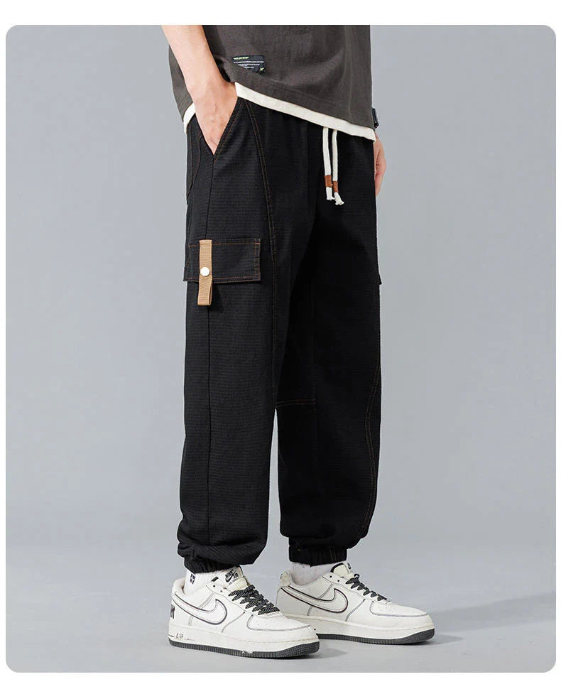 Elastic Cropped Pockets Safari Style Pants