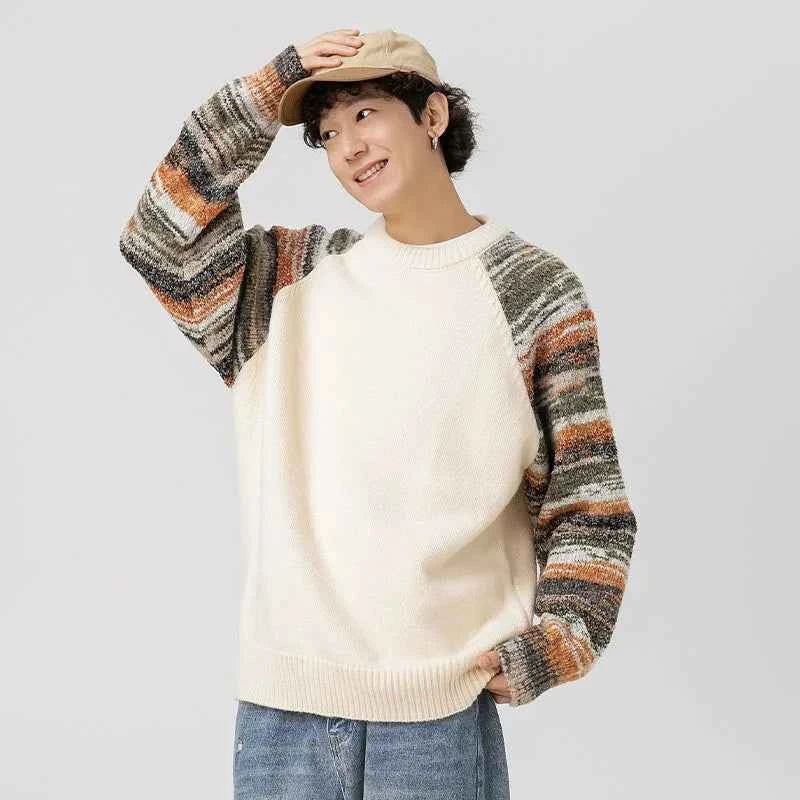 Panelled Crewneck Hip Hop Knit Sweater