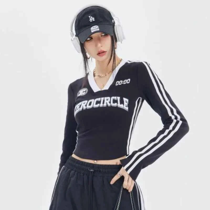 Retro Vintage Aesthetic V-Neck Crop T-Shirt