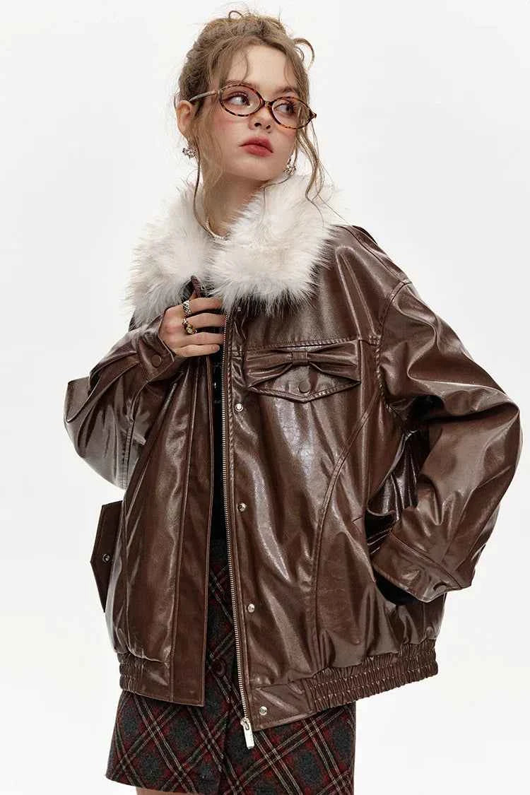 Elevated Comfort Plush Warm Winter Leather Jacket