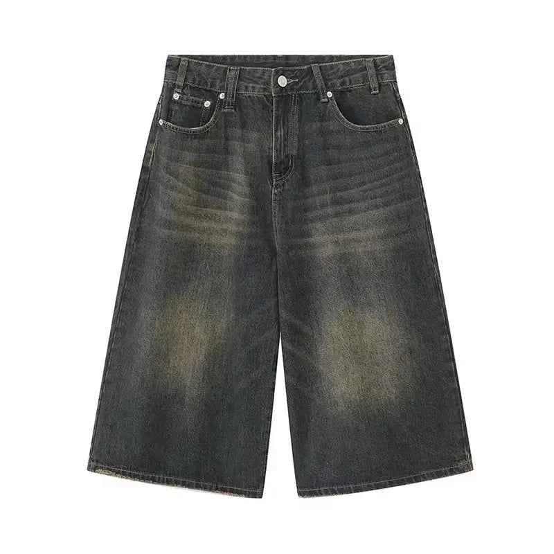 Vintage Trendy Distressed Denim Loose Fit Jorts