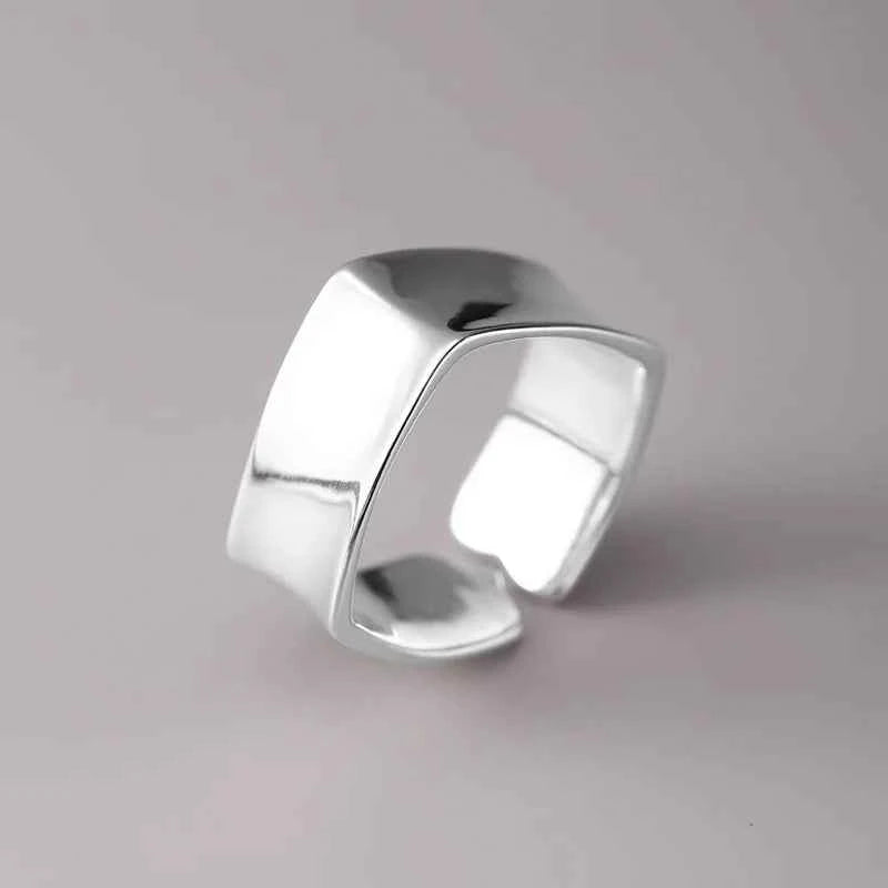 Wide Square Sterling Silver Stackable Ring