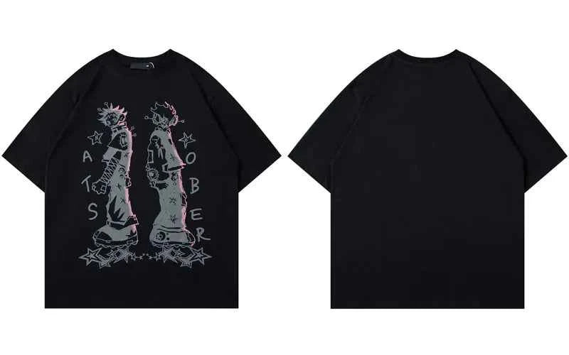 Grunge Japanese Anime Cartoon Graphic Cotton T-Shirt