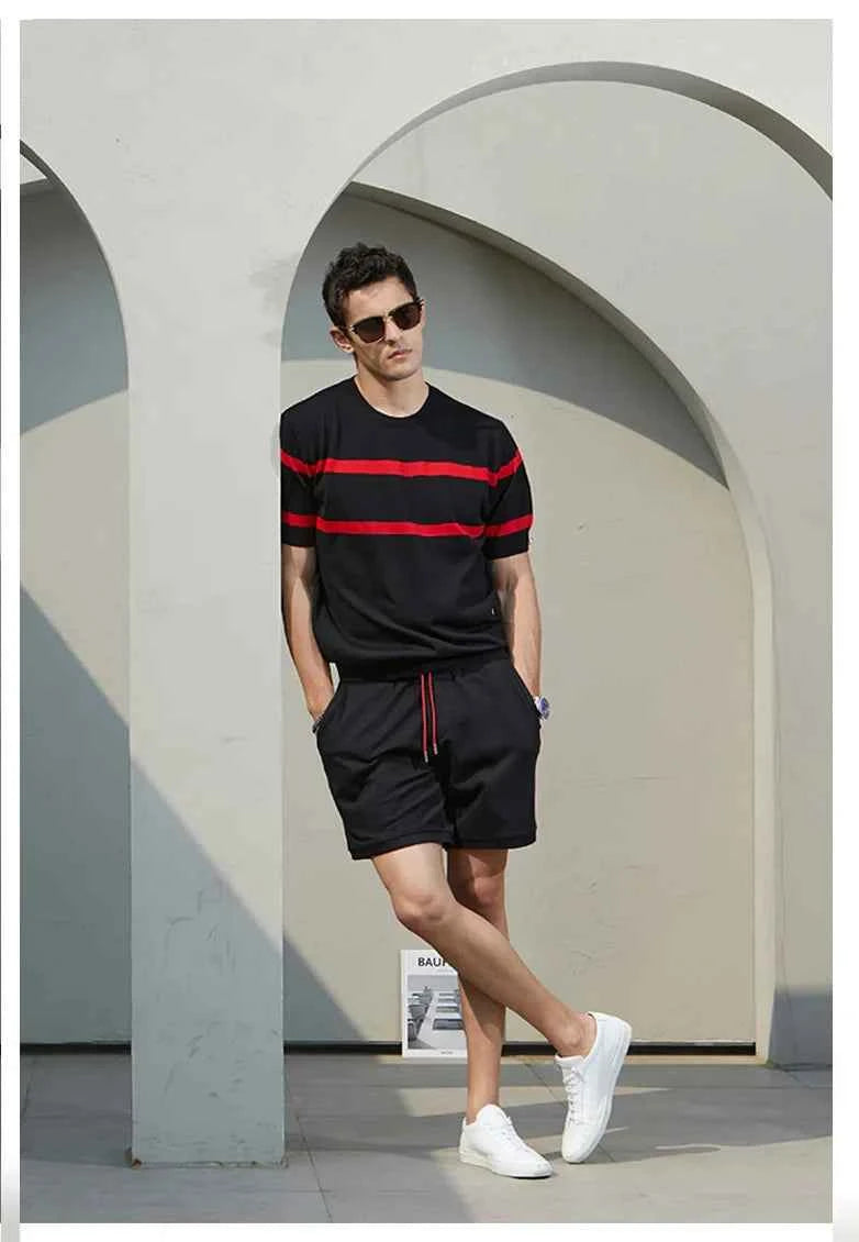 Men's Cool Casual Luxury Knit O Neck Short T-Shirt