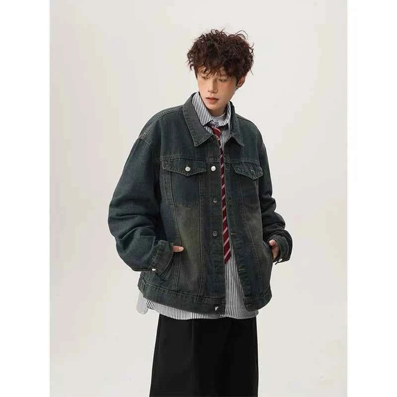 Trendy Blue Free Draping Casual Denim Jacket