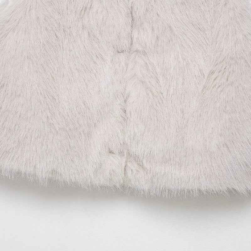 Fashionable Chic Beige Faux Fur Vest