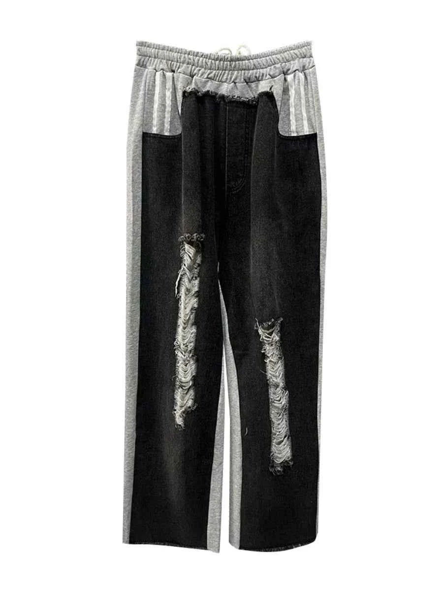 Perfect Fit Hollow Out Lace Up Wide Leg Jeans