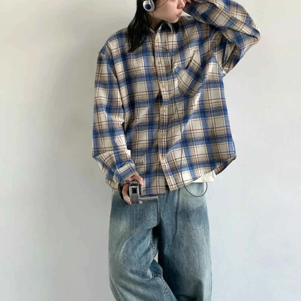 Plaid Oversized Vintage Long Sleeve Shirt