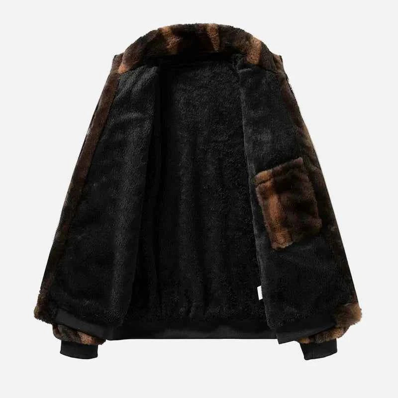 Warm Windproof Fleece-Lined FAux Fur Jacket