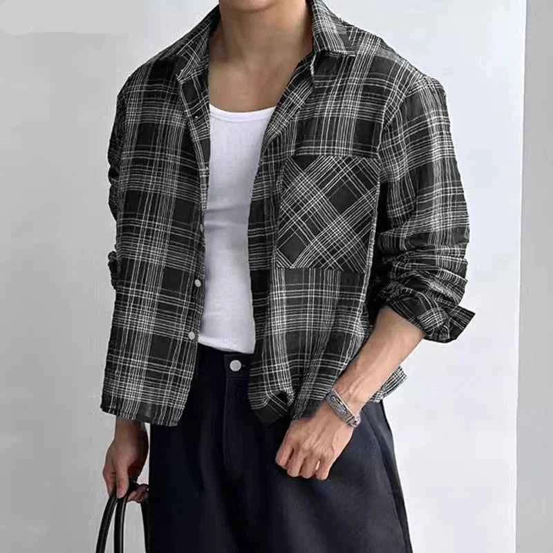Men Casual Plaid Oversize Long Sleeve Shirt
