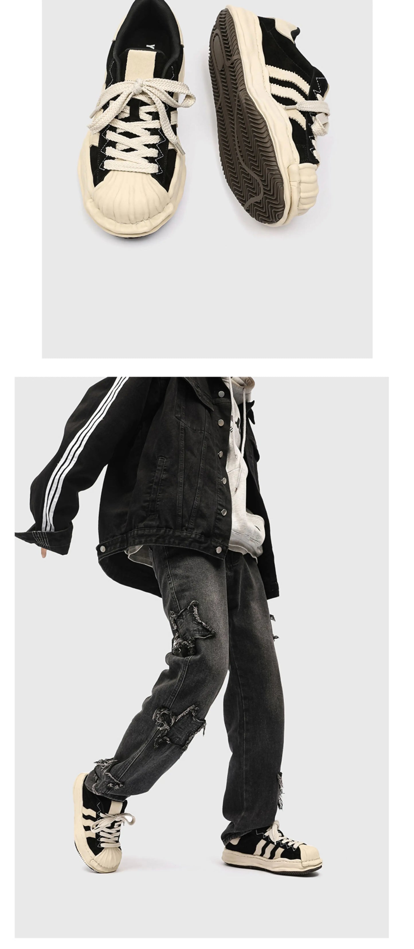 SP1 Striped Board Sneakers