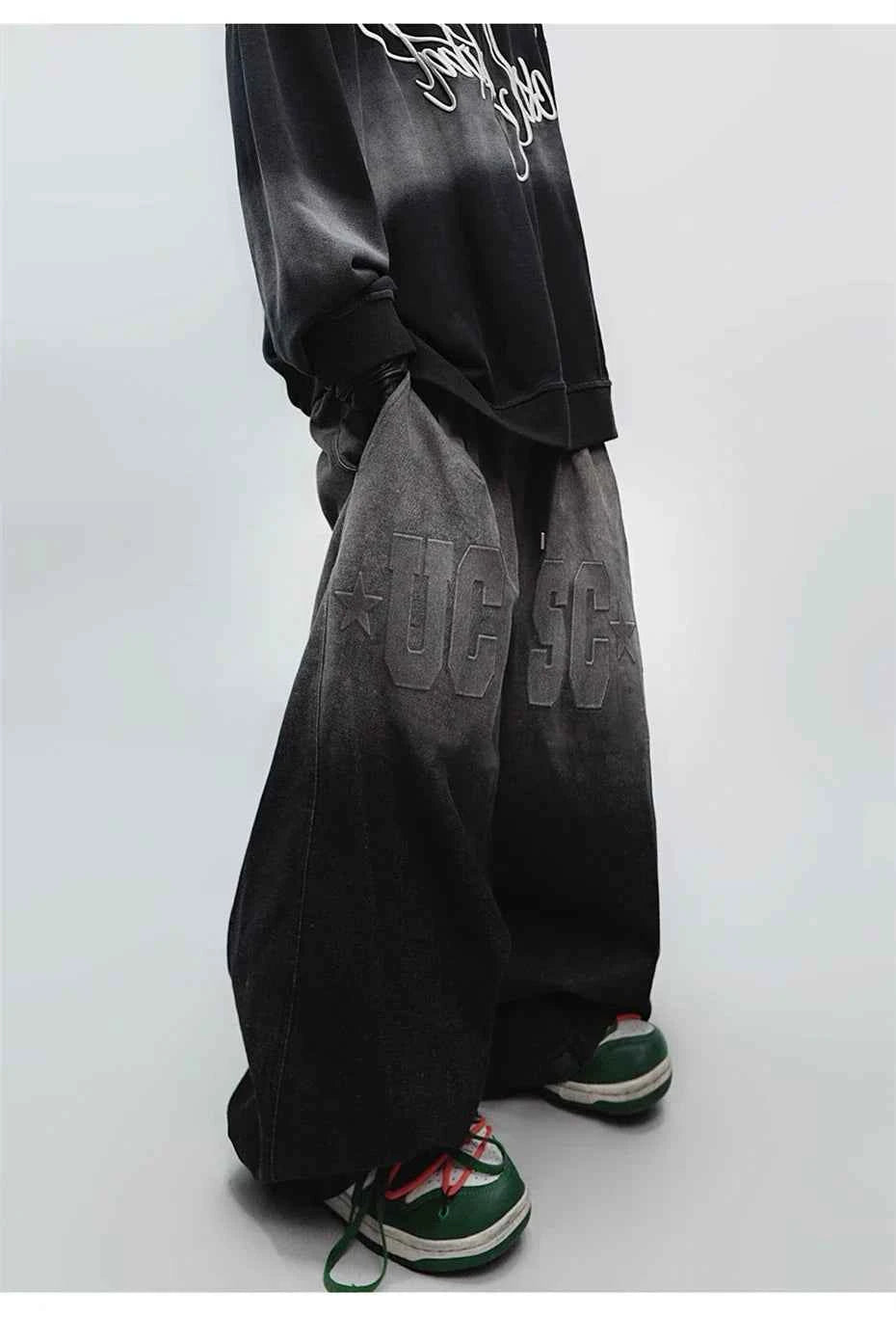 Men's Punk Scimitar Baggy Wide-Leg Jeans