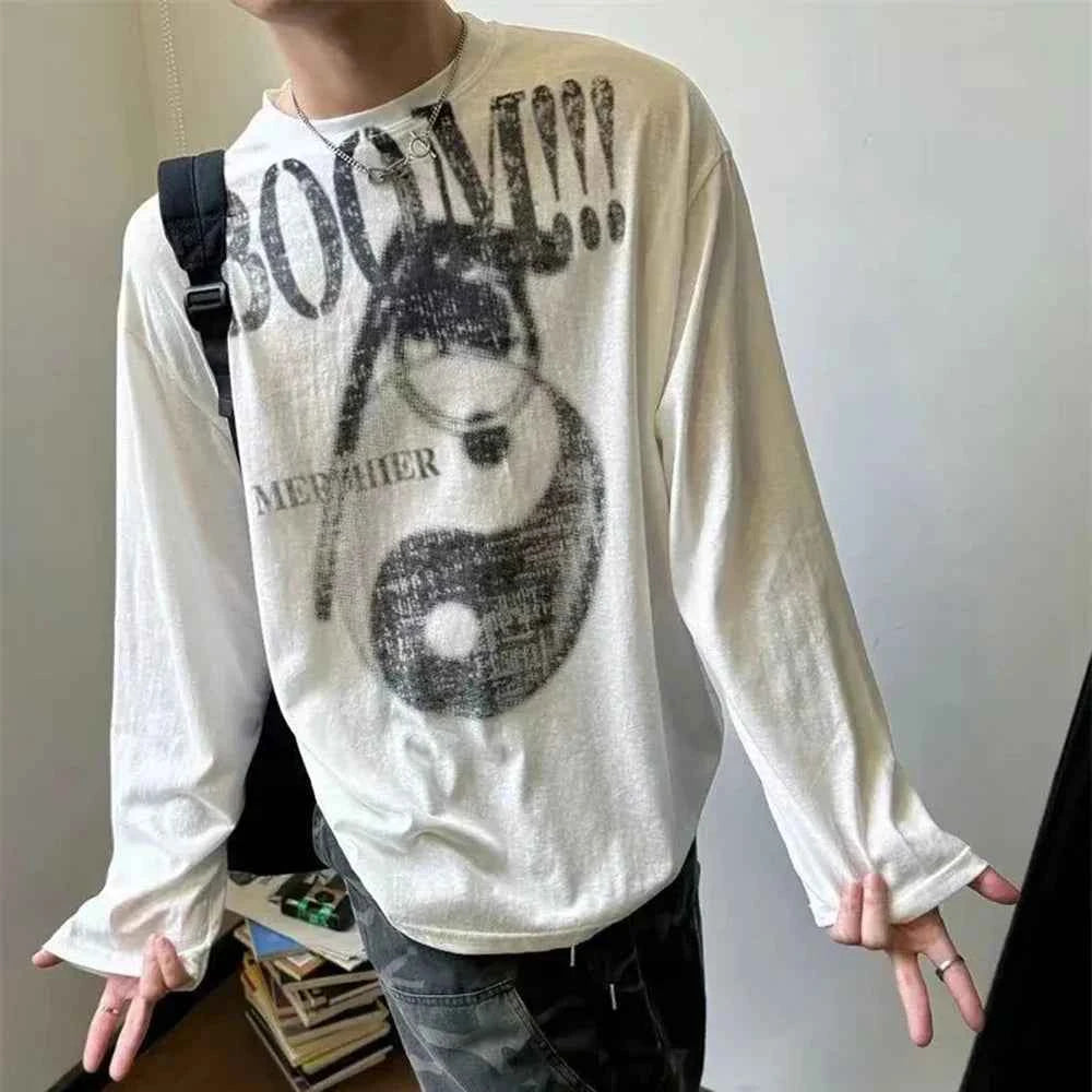 Chic Chinese Style Graphic Print Long Sleeve T-Shirt