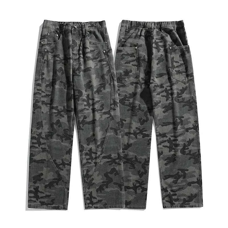 Versatile High Street Camouflage Baggy Jeans