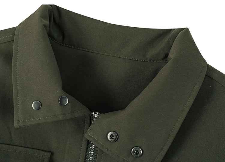 Spring Solid Color Double Pockets Zipper Jacket