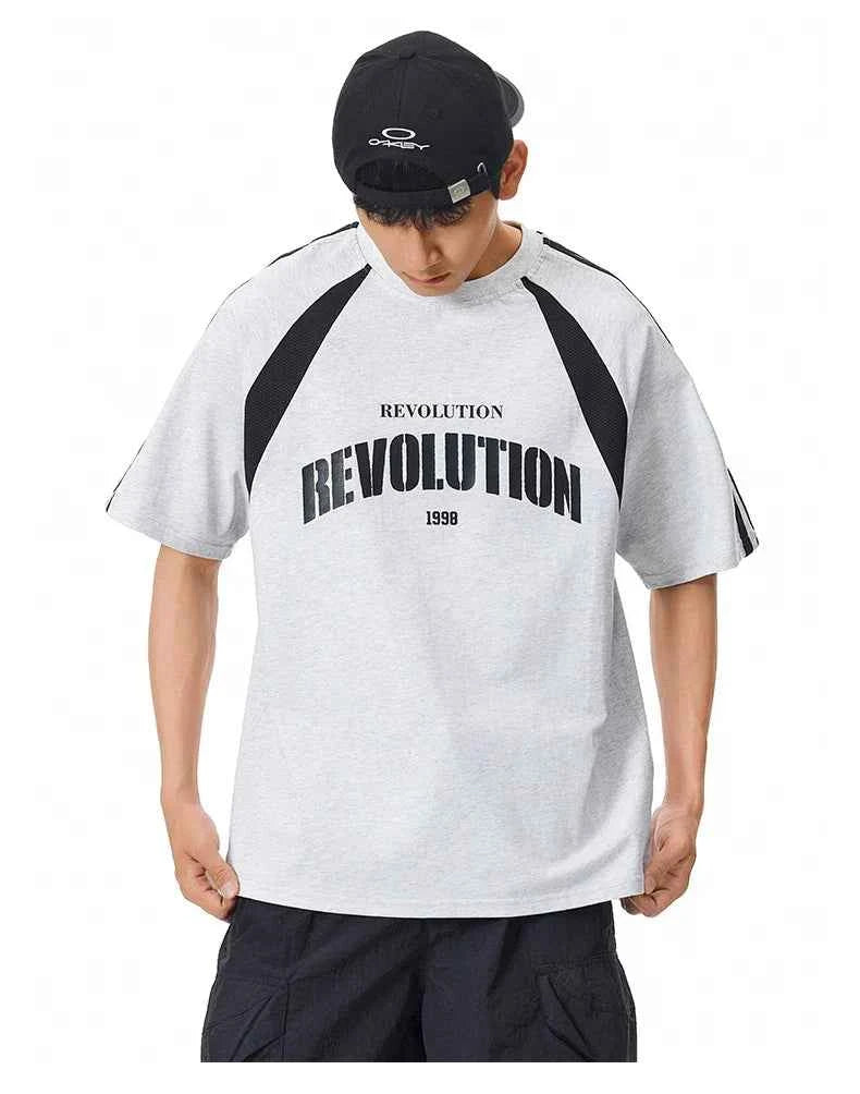 Casual Mesh Splice Printed Cityboy T-Shirt