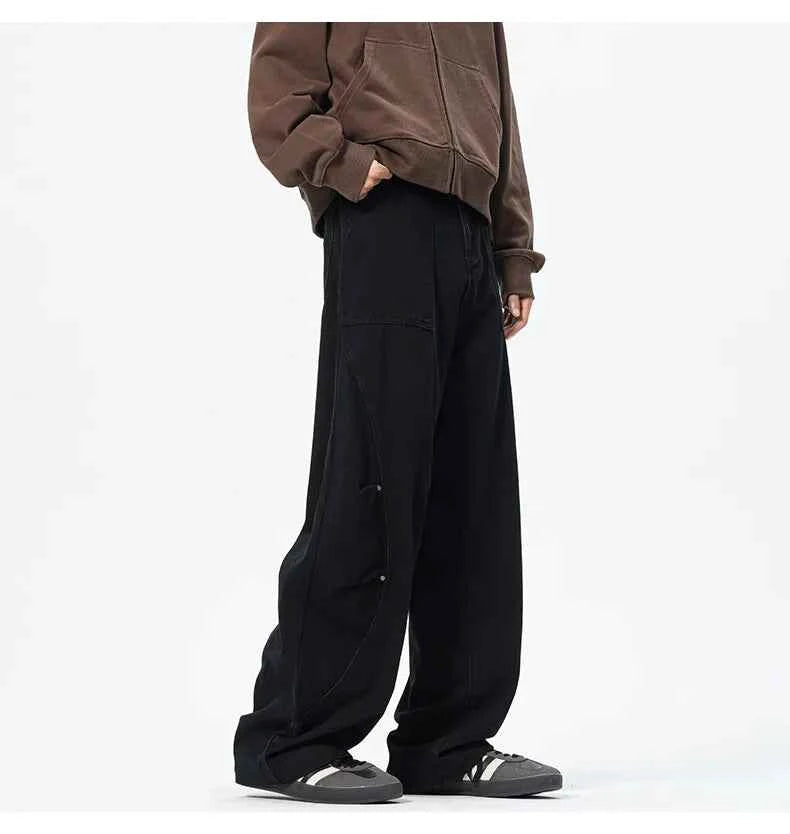 Personality Patchwork Baggy Straight Jeans