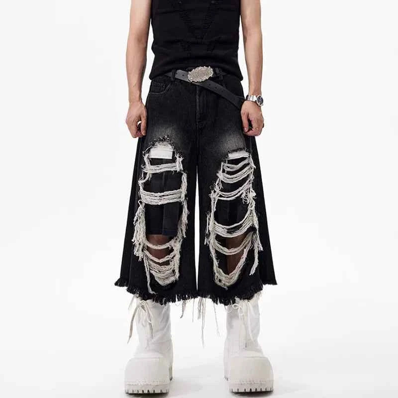Streetwear Broken Hole Denim Jorts