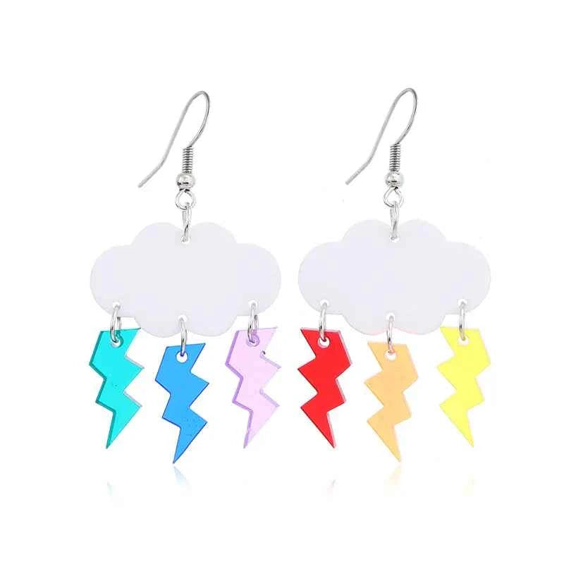 Colorful Lightning Cloud Pendant Earrings