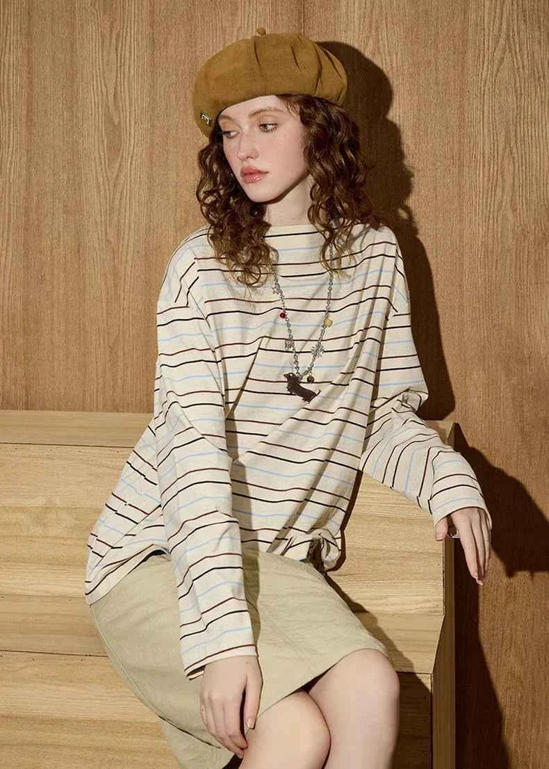 Retro Chic Striped Long Sleeve T-Shirt