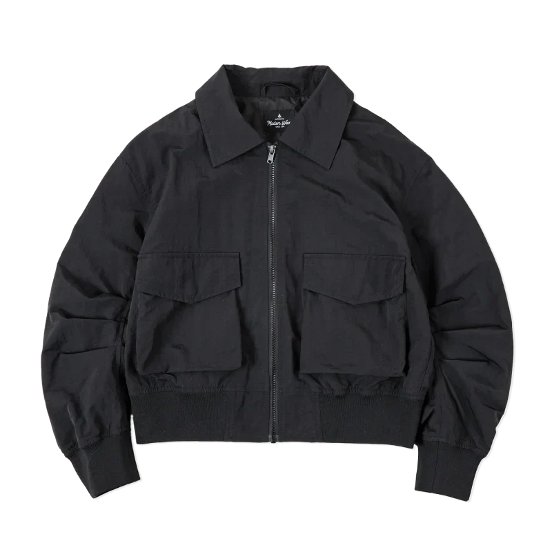 Black Casual Retro Bomber Jacket - Luxuryurbanwear