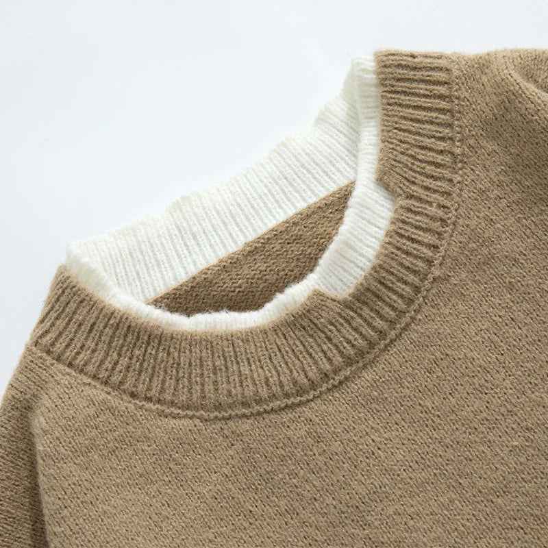 Cozy Fake Two-Piece Matching Knitwear Sweater