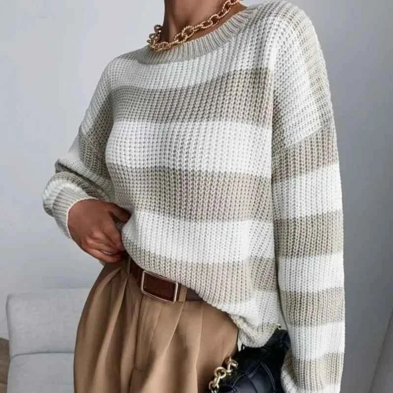 Women Retro Versatile Knitted Pullover Sweater