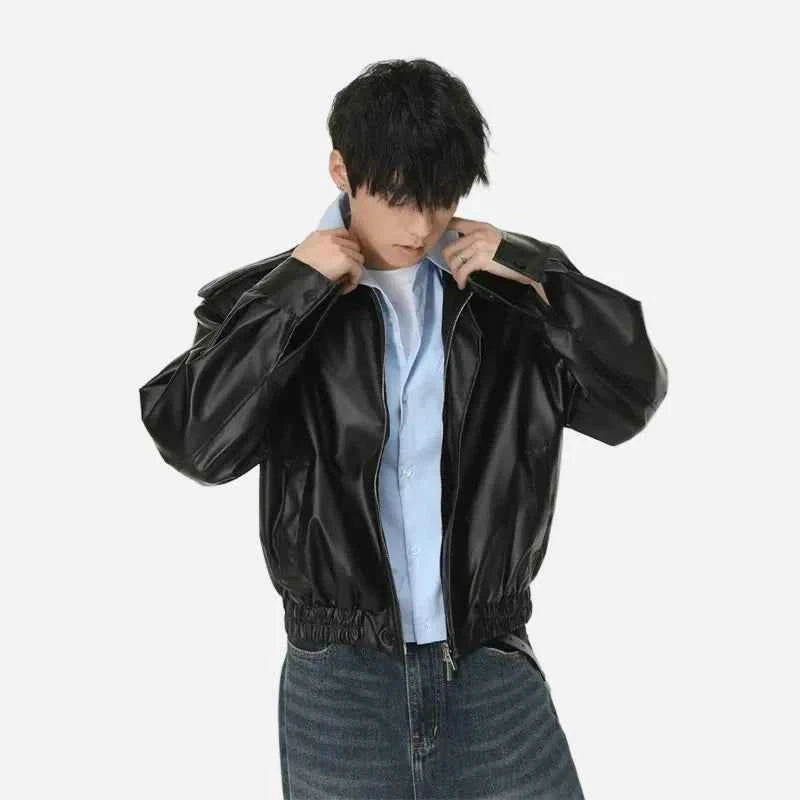 Trendy Korean Style Classic PU Leather Jacket