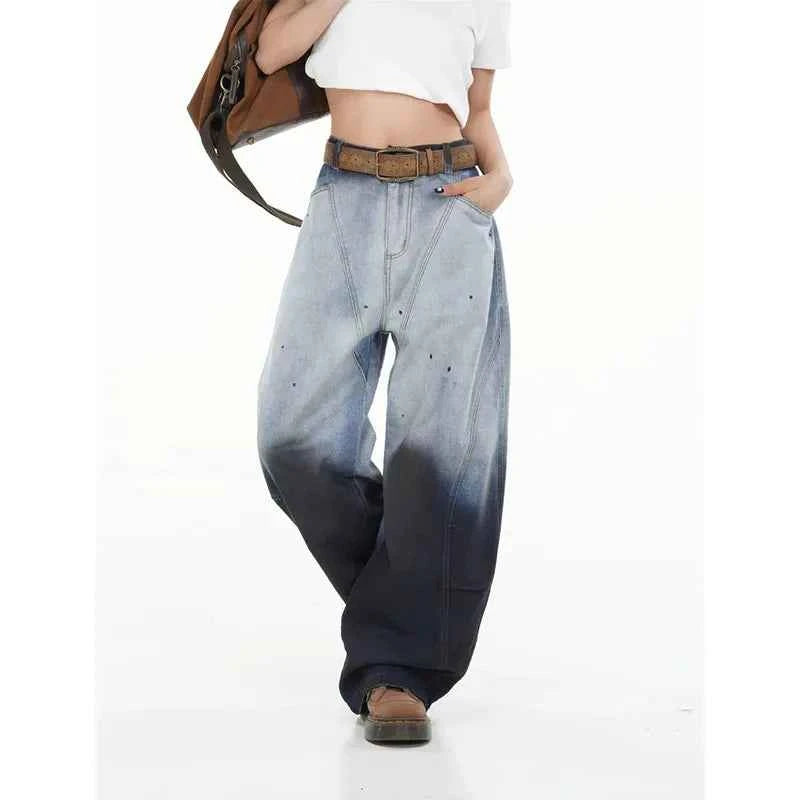 Vintage American Gradient Design Curved Jeans