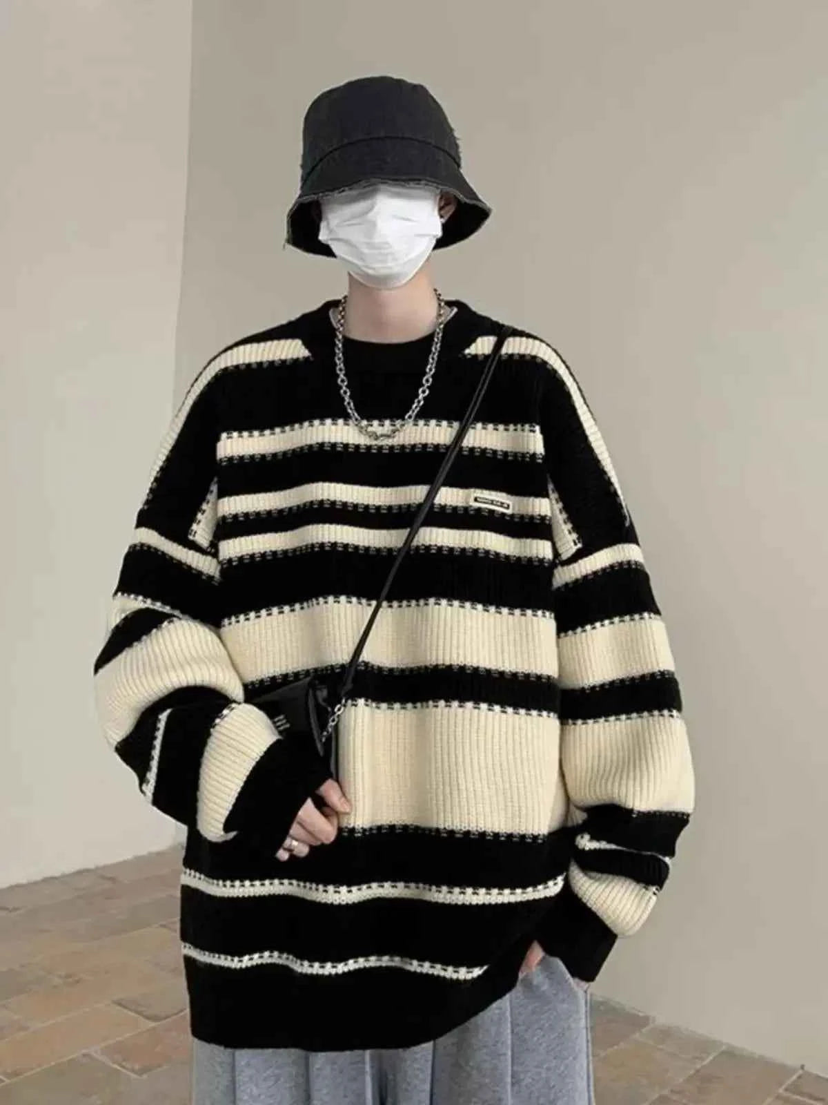 Y2K Striped Knitted Hip Hop Sweater